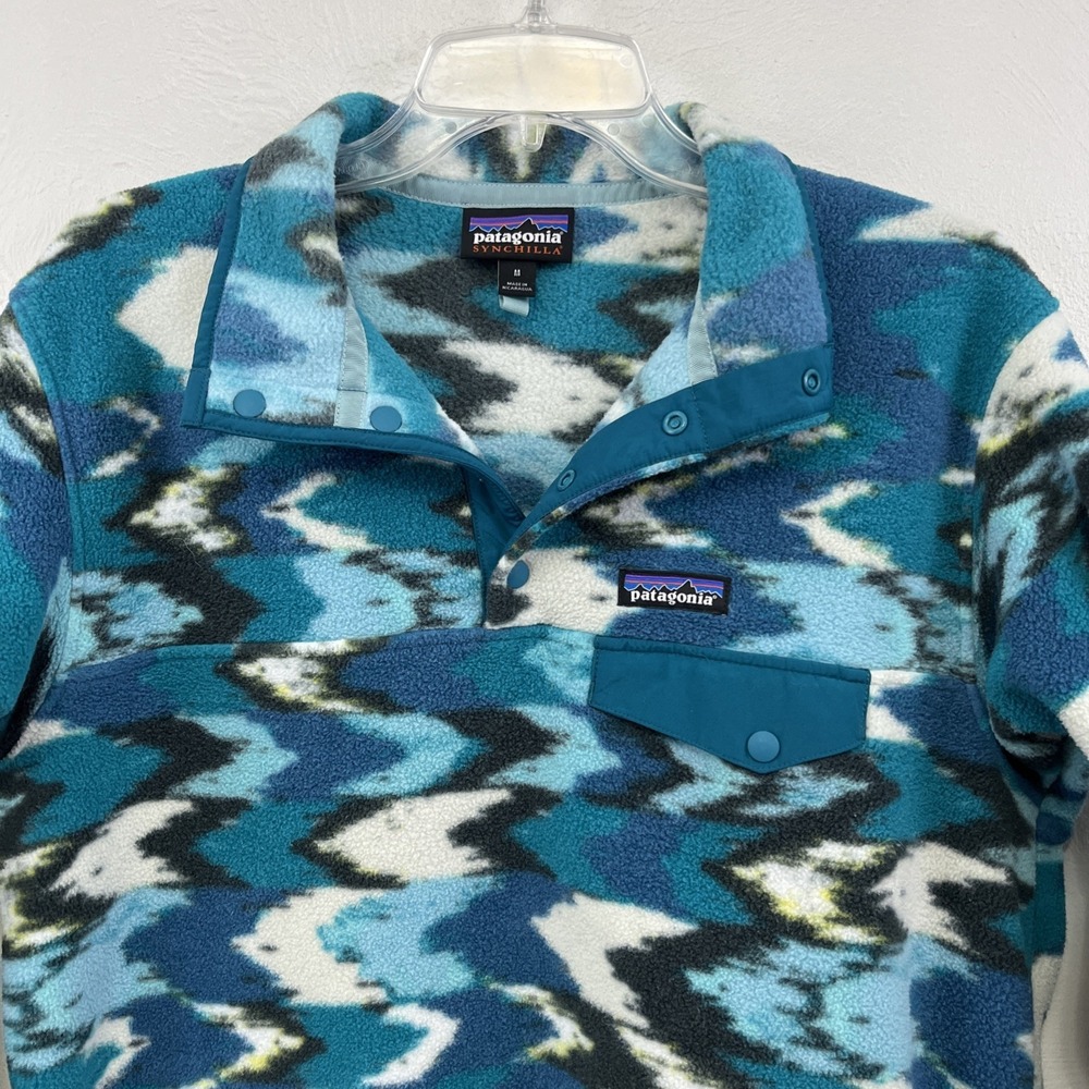Patagonia Synchilla Women's Size M Snap-T Pullover Jacket Trout Tales Elwha Blue - Picture 4 of 12